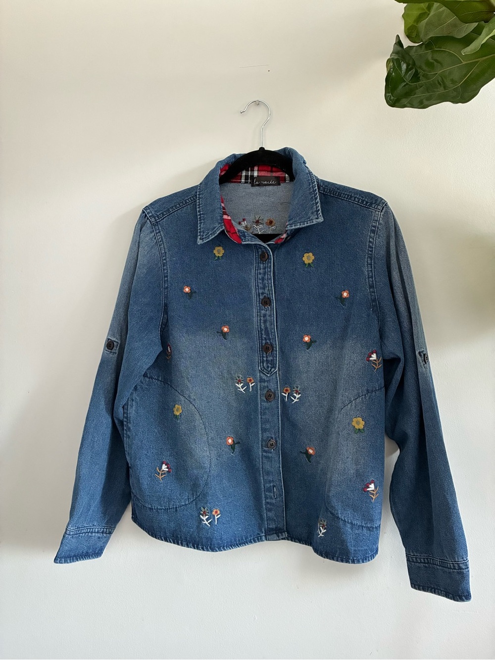 Embroidered Denim Button Up